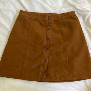 Brown suede mini skirt